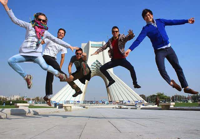 Jumping at Azadi Tower, Tehran